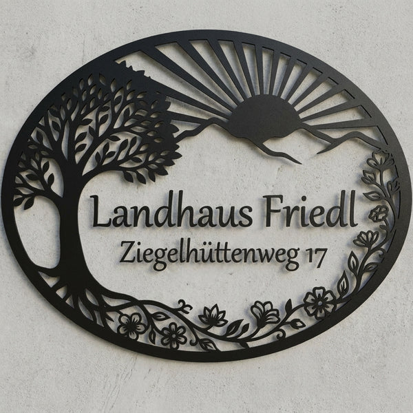 Ovales Landhaus-Schild Landhaus Friedl