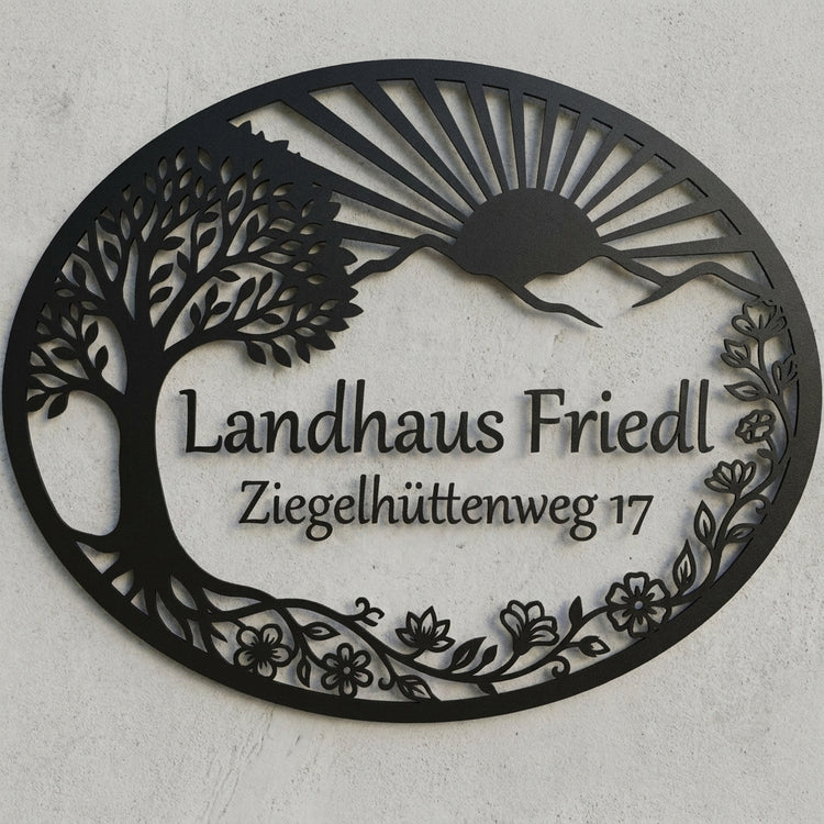 Ovales Landhaus-Schild Landhaus Friedl