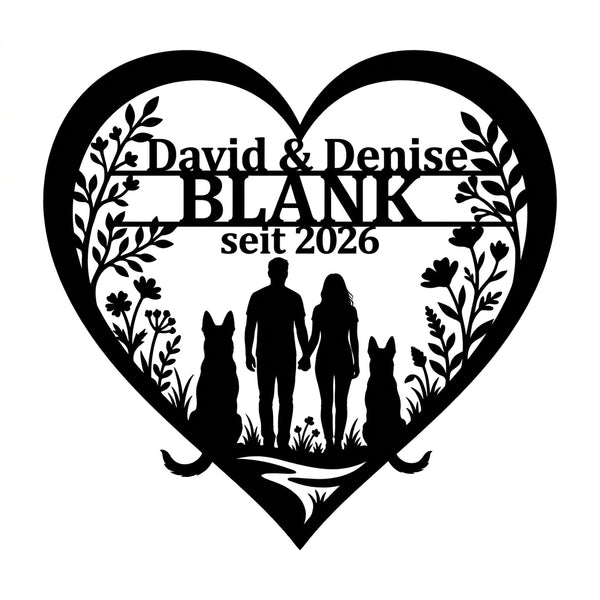 Herz-Hausschild Familie Blank – Malinois & Natur