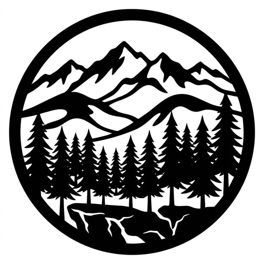 Rundes Waldpanorama Wandschild – Anthrazit