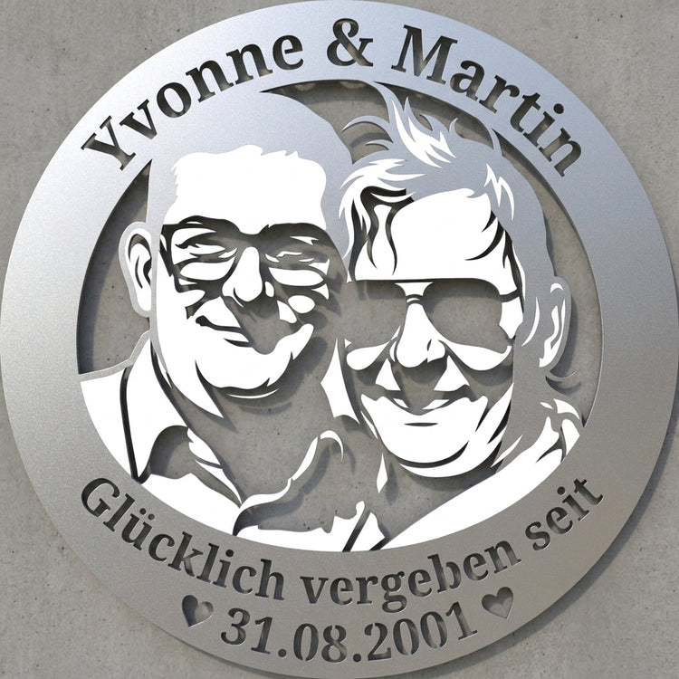 Ovales Partnerschild Yvonne & Martin