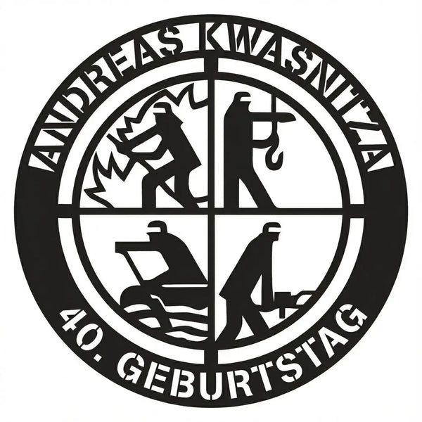 Feuerwehr-Motiv Größe 75cm Oberfläche satinierter Edelstahl Steelmonks
