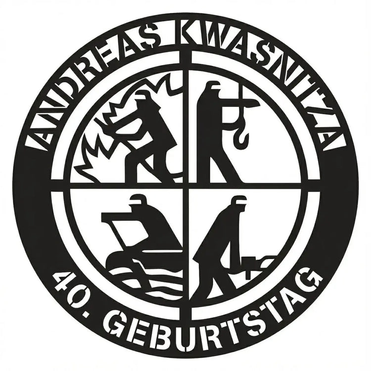 Feuerwehr-Motiv Größe 75cm Oberfläche satinierter Edelstahl Steelmonks