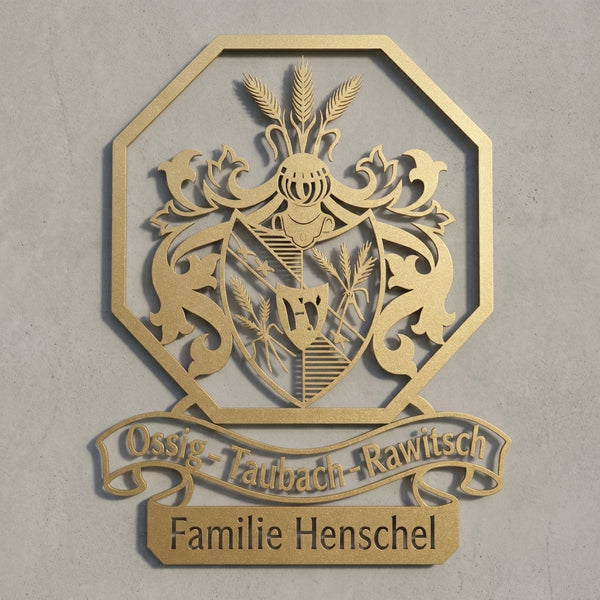Achteckiges Familienwappen-Schild Henschel
