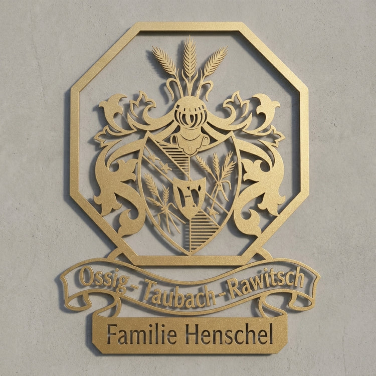Achteckiges Familienwappen-Schild Henschel