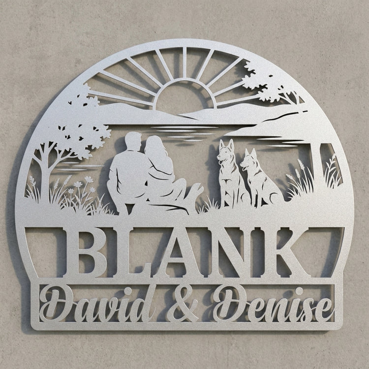 Farmschild BLANK – Pärchen am See mit Malinois