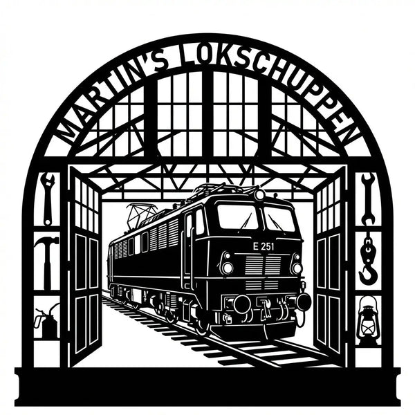 Wandschild Lokschuppen E 251 – Martin's Lokschuppen Steelmonks