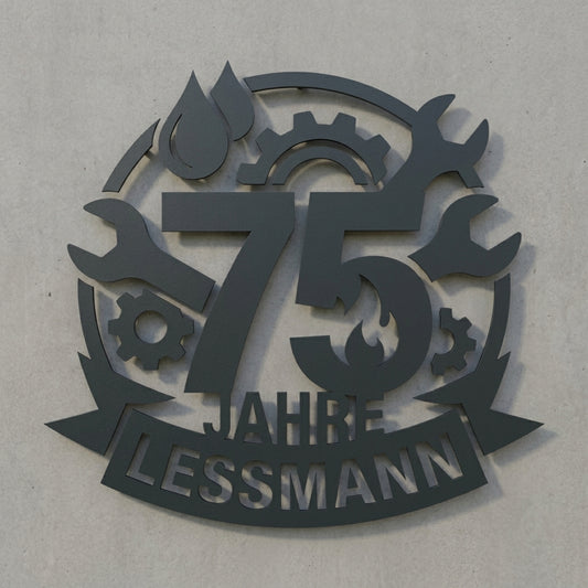 Wandschild Firmenjubiläum 75 (nach Foto)