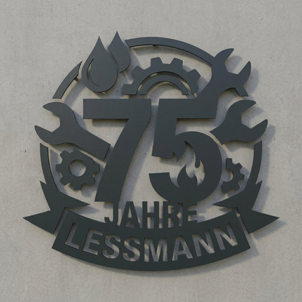 Wandschild Firmenjubiläum 75 (nach Foto)