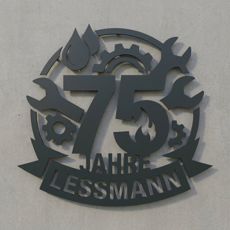 Wandschild Firmenjubiläum 75 (nach Foto)