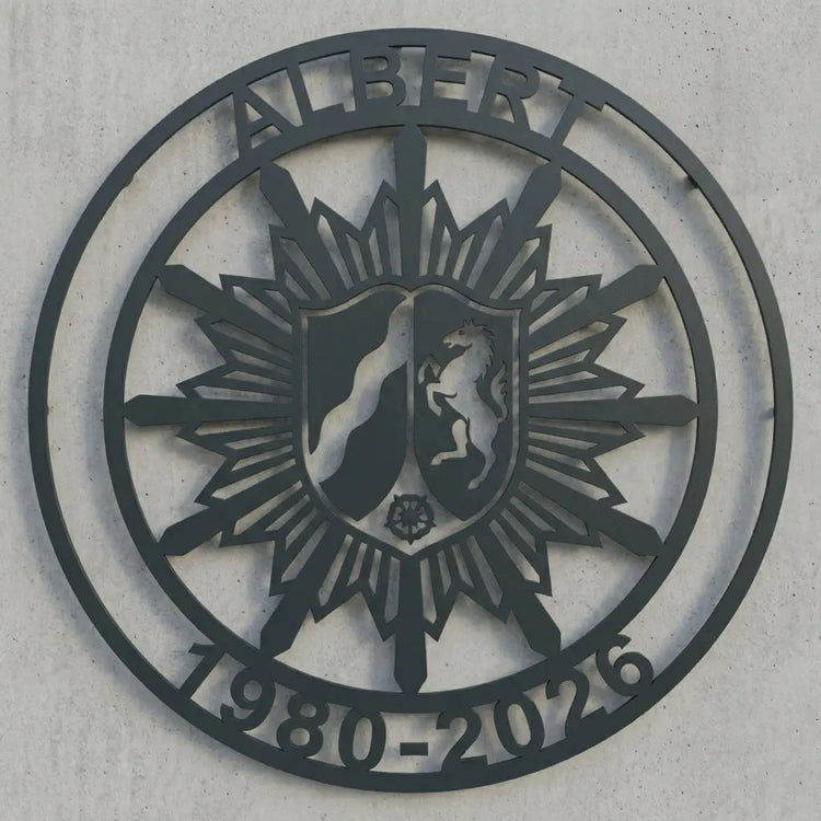 Rundes Polizei-NRW Wappenschild – Albert 1980–2026