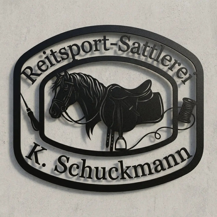 Türschild Reitsport-Sattlerei K. Schuckmann