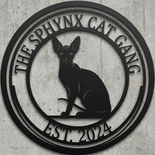 Rundes Emblem – Sphynx Cat Gang (Est. 2024)
