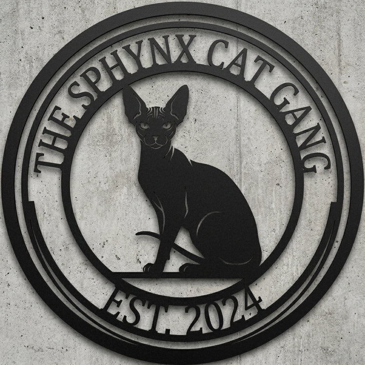 Rundes Emblem – Sphynx Cat Gang (Est. 2024)