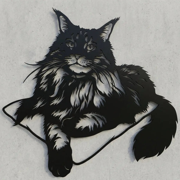 Katzen-Silhouette Wandschild Steelmonks