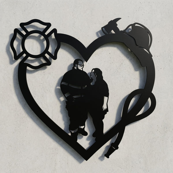 Herzschild Feuerwehr-Liebespaar