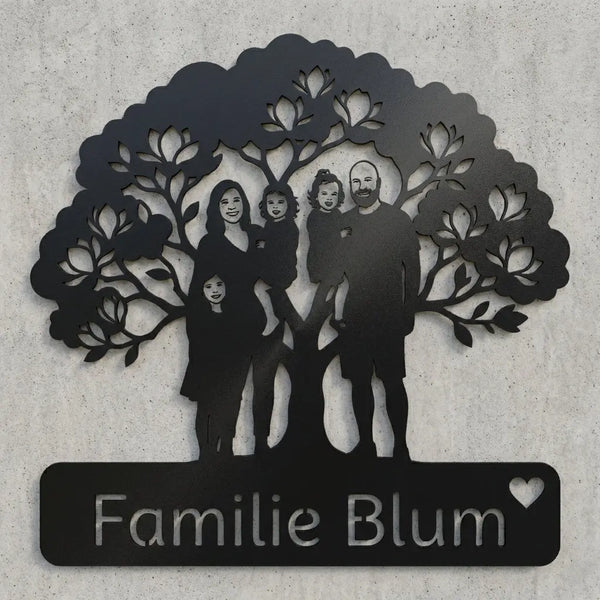 Wandschild Familie Blum – Magnolienbaum Steelmonks