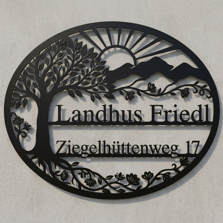 Ovales Wandschild Landhaus Friedl – Ziegelhüttenweg 17