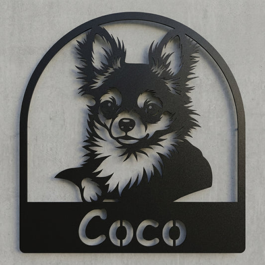 Bogenschild Hundeporträt – Coco