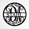 Rundes Monogramm-Wandschild Stahl – D/M Steelmonks