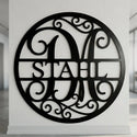 Rundes Monogramm-Wandschild Stahl – D/M Steelmonks