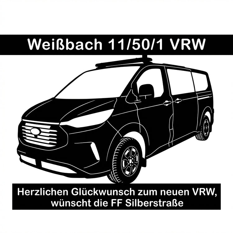 Fahrzeug-Wandschild mit Text oben und unten