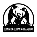Pinguin-Familien-Wandschild mit Namen