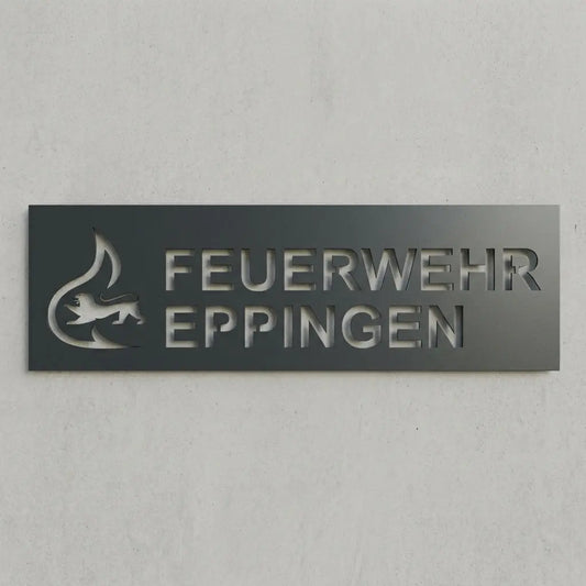 Rechteckiges Logo-Wandschild – negativ ausgeschnitten Steelmonks