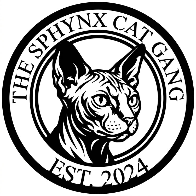Rundes Doppelring-Schild „The Sphynx Cat Gang“