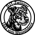 Rundes Wandschild DJT-Zwinger – Terrierkopf