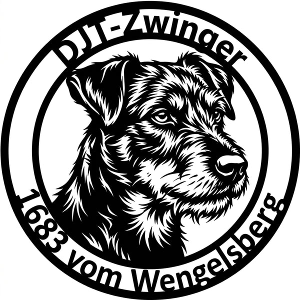 Rundes Wandschild DJT-Zwinger – Terrierkopf