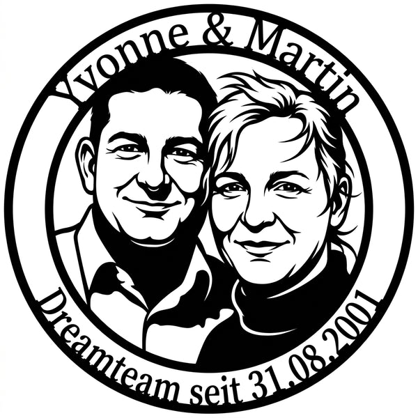 Ovales Partnerschild Yvonne & Martin