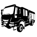 Feuerwehrfahrzeug Silhouette mit großem Seitenwappen