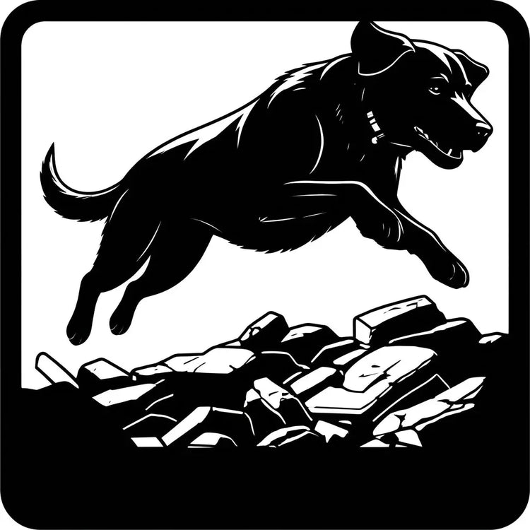 Gerahmter Hund auf Steinbasis Steelmonks