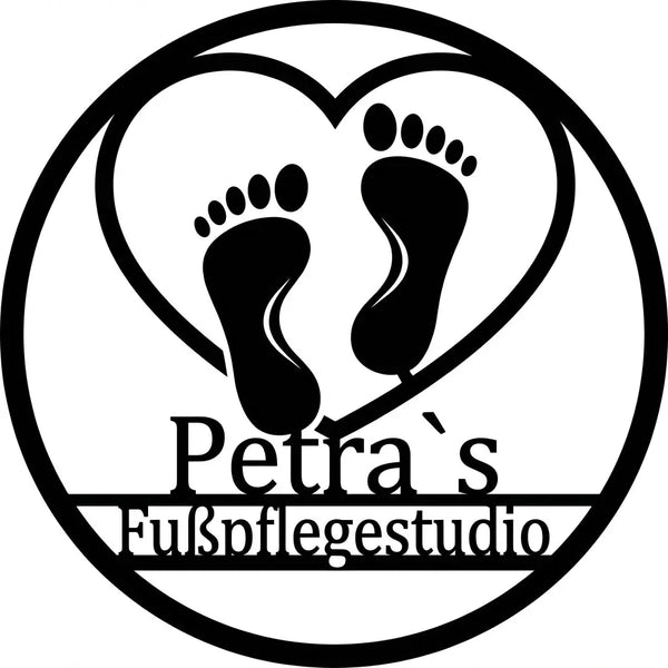 Ovales Wandschild – Petra`s Fußpflegestudio Steelmonks