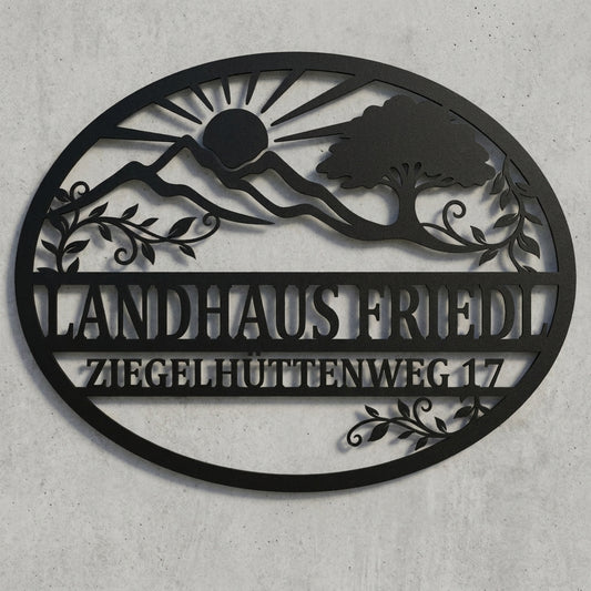 Ovales Landhaus-Hausschild Landhaus Friedl