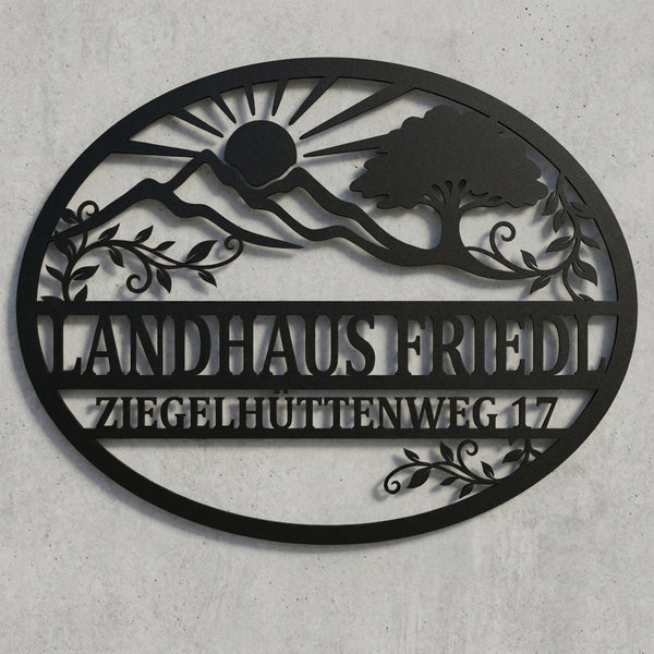 Ovales Landhaus-Hausschild Landhaus Friedl