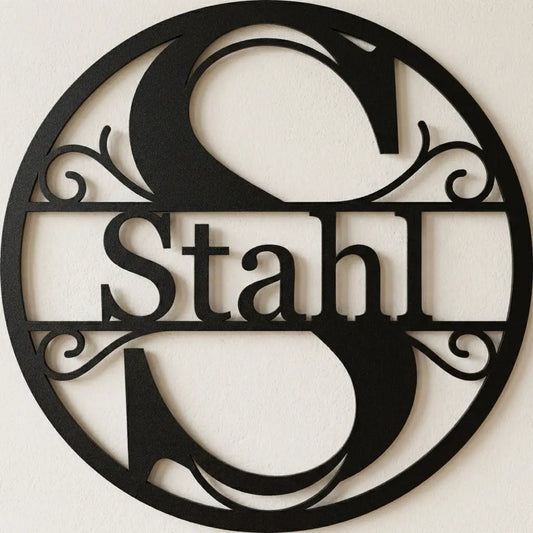 Rundes Wandschild Stahl – Monogramm S Steelmonks