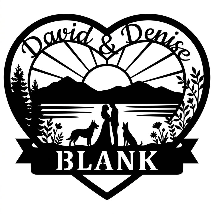 Herzschild Paar mit zwei Malinois – David & Denise / BLANK