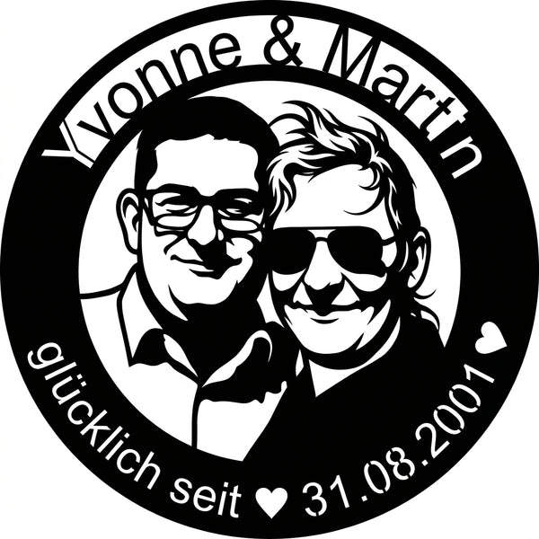 Rundes Paar-Emblem – Yvonne & Martin