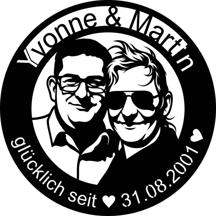 Rundes Paar-Emblem – Yvonne & Martin
