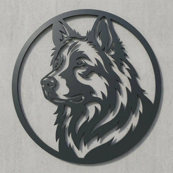 Rundes Hundeportrait-Emblem Steelmonks