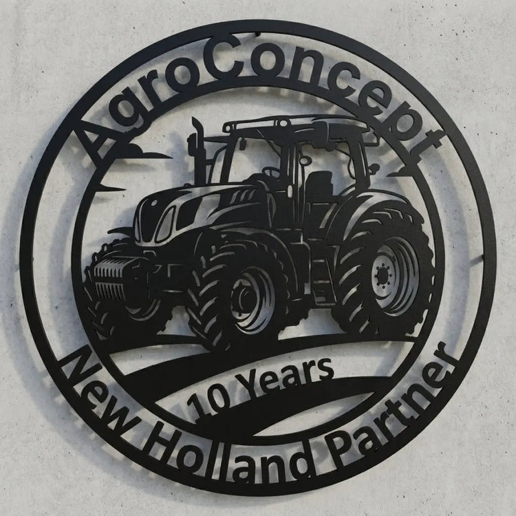 Rundes Traktor-Wandschild – AgroConcept 10 Years New Holland Partner