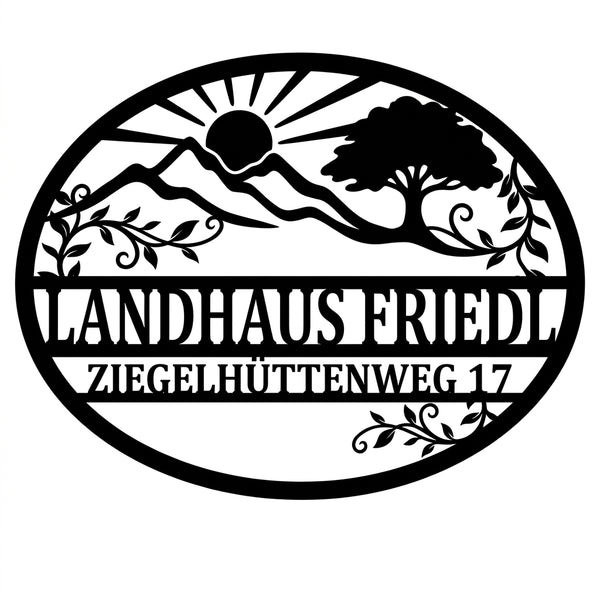 Ovales Landhaus-Hausschild Landhaus Friedl