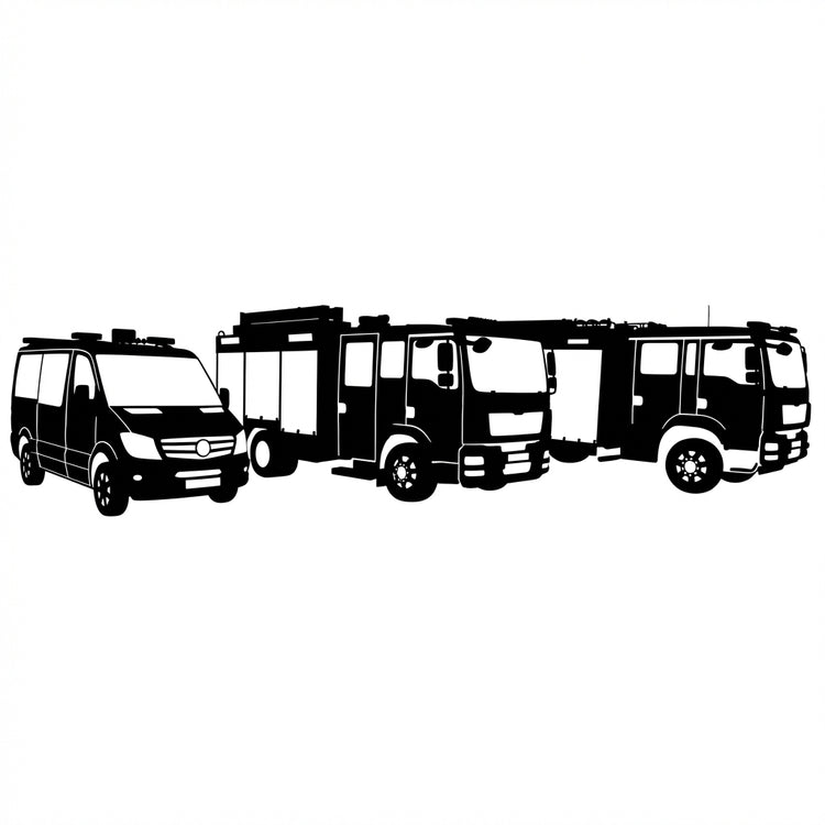 Feuerwehrfahrzeuge Silhouette – Dreier-Reihe