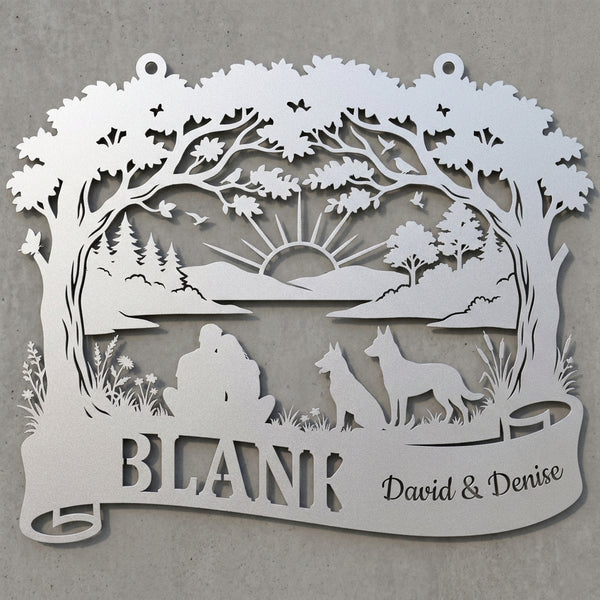 Baumkrone-Wandschild mit Schriftrolle – BLANK