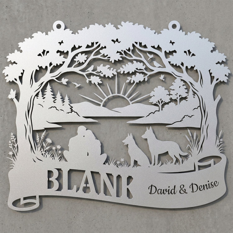 Baumkrone-Wandschild mit Schriftrolle – BLANK