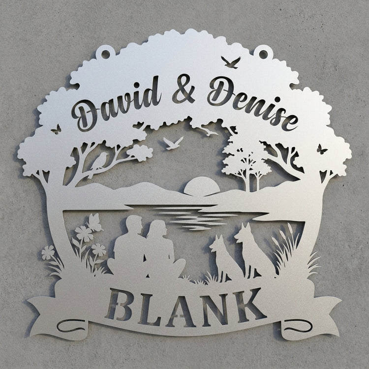 Baumkrone-Familienschild David & Denise – BLANK