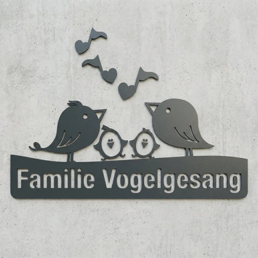 Türschild Familie Vogelgesang Steelmonks