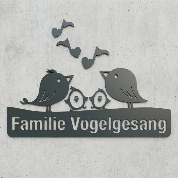 Türschild Familie Vogelgesang Steelmonks